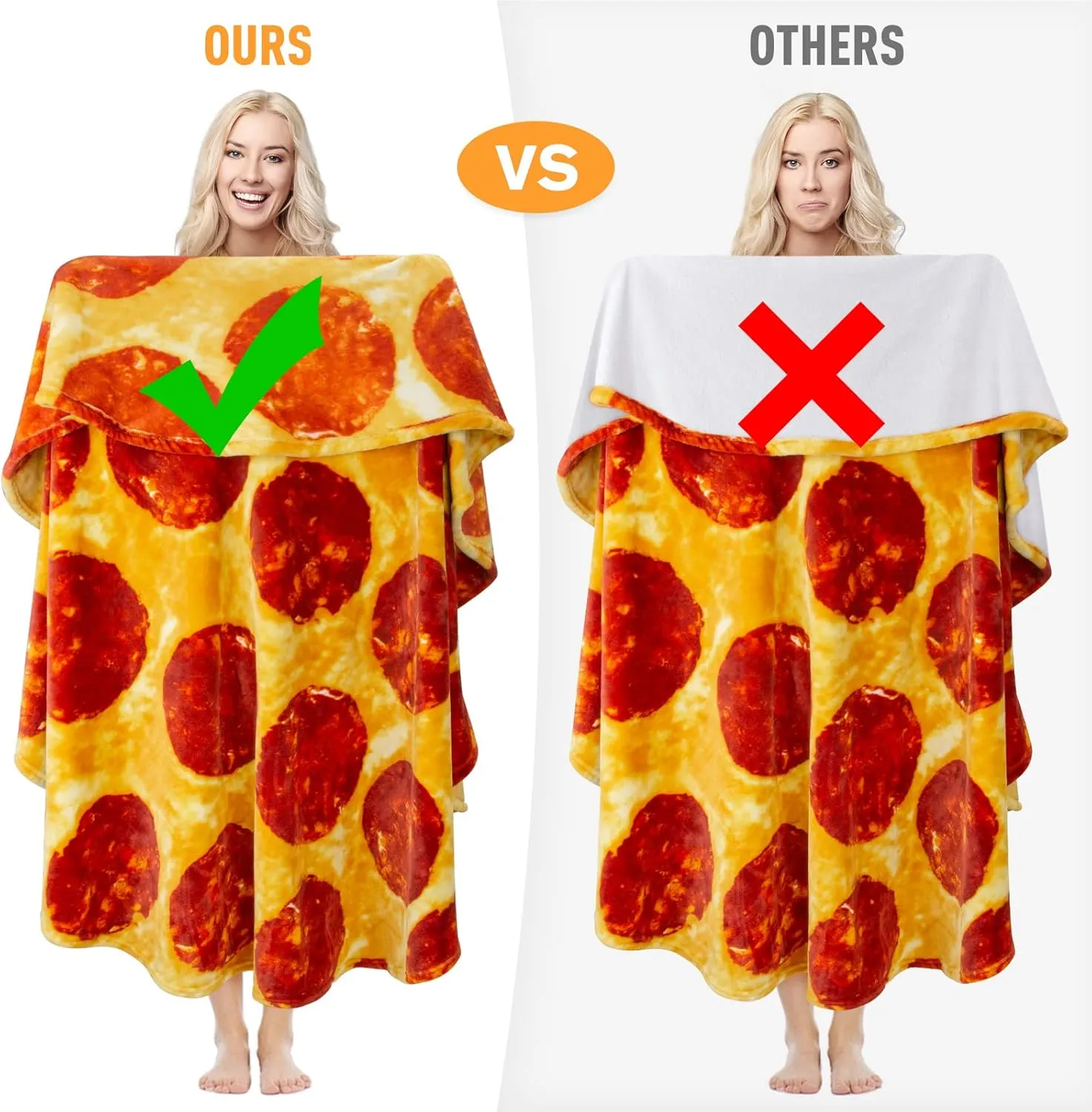 Jekeno Pizza Blanket Gifts for Kids Adult, Funny Food Blanket for Boys Girls Teens, Round Novelty Throw Blanket, Christmas Birthday Valentines Day Decor Gifts for Age 2-10 Year Old
