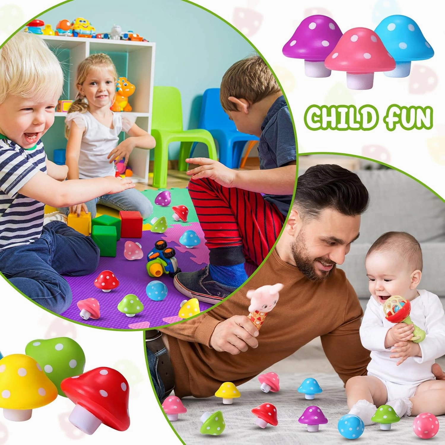 Jerify Mushroom Stress Balls PU Foam Stretchy Balls Stress Relief 1.57 Inch Mini Toys for Adults Mushroom Shape Balls Adult Fidget Toys for Anxiety Relaxing