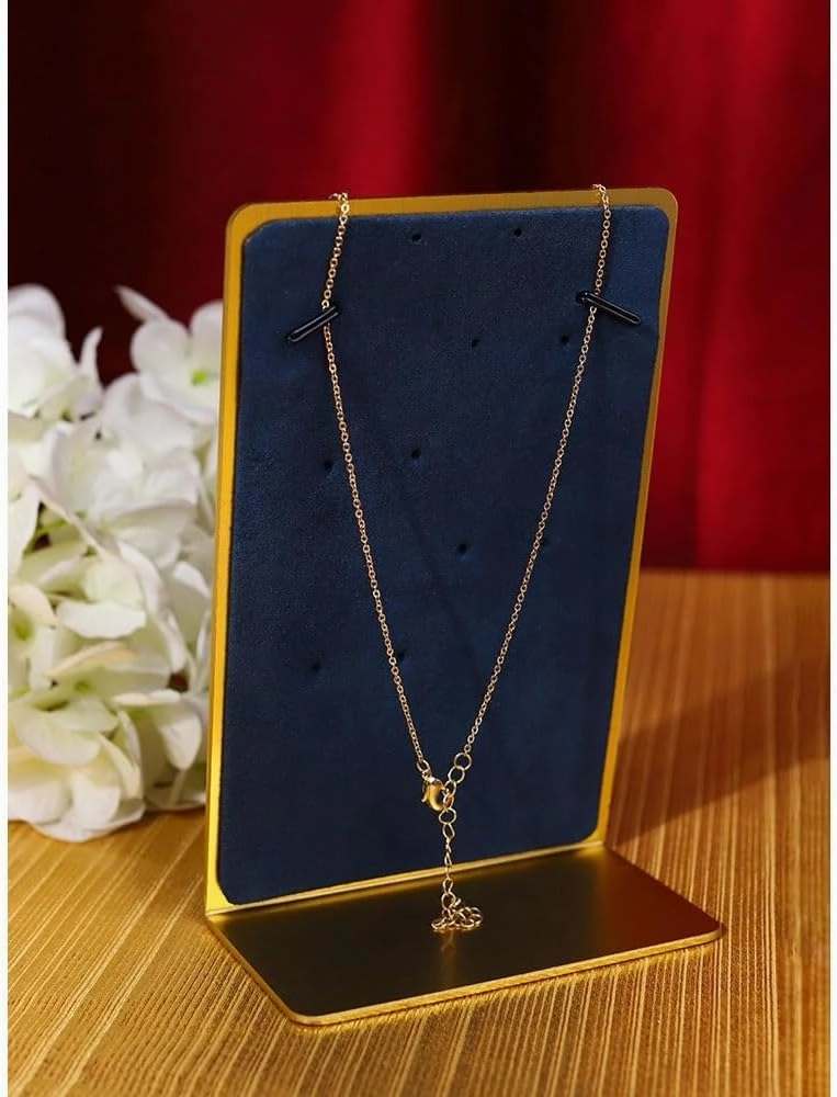 Jewelry Organizer Necklace Display Rack, Velvet Lightweight Shelf for Earrings, Simple Creative Jewelry Display Storage Shelves Jewelry Stand(Blue)