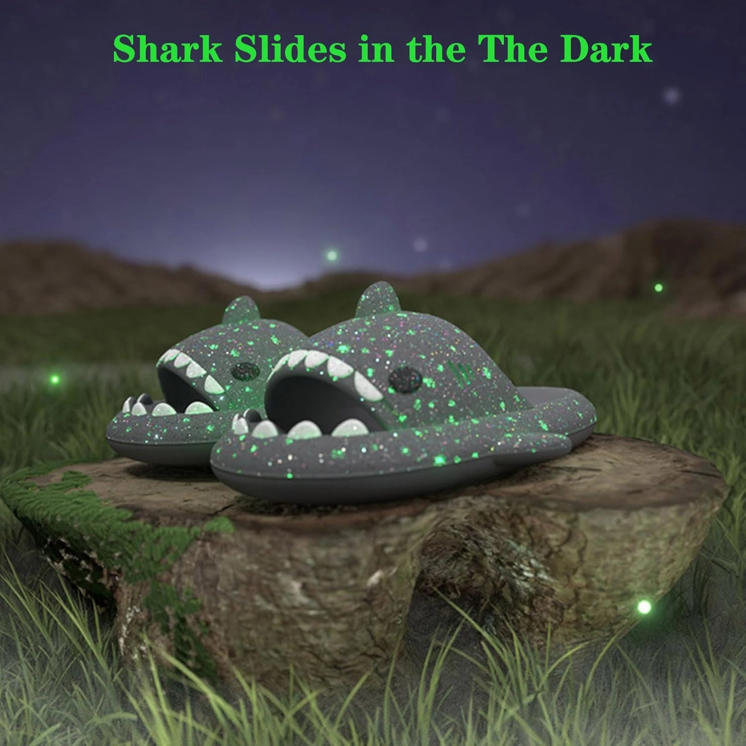 Jfxgjuv Sharklas Polares Sharky Chanclas Originales Angler Fish Slides Glow in The Dark Cloud Shark Slides Thick Sole Non Slip Open Toe Shark Slippers for Women Men