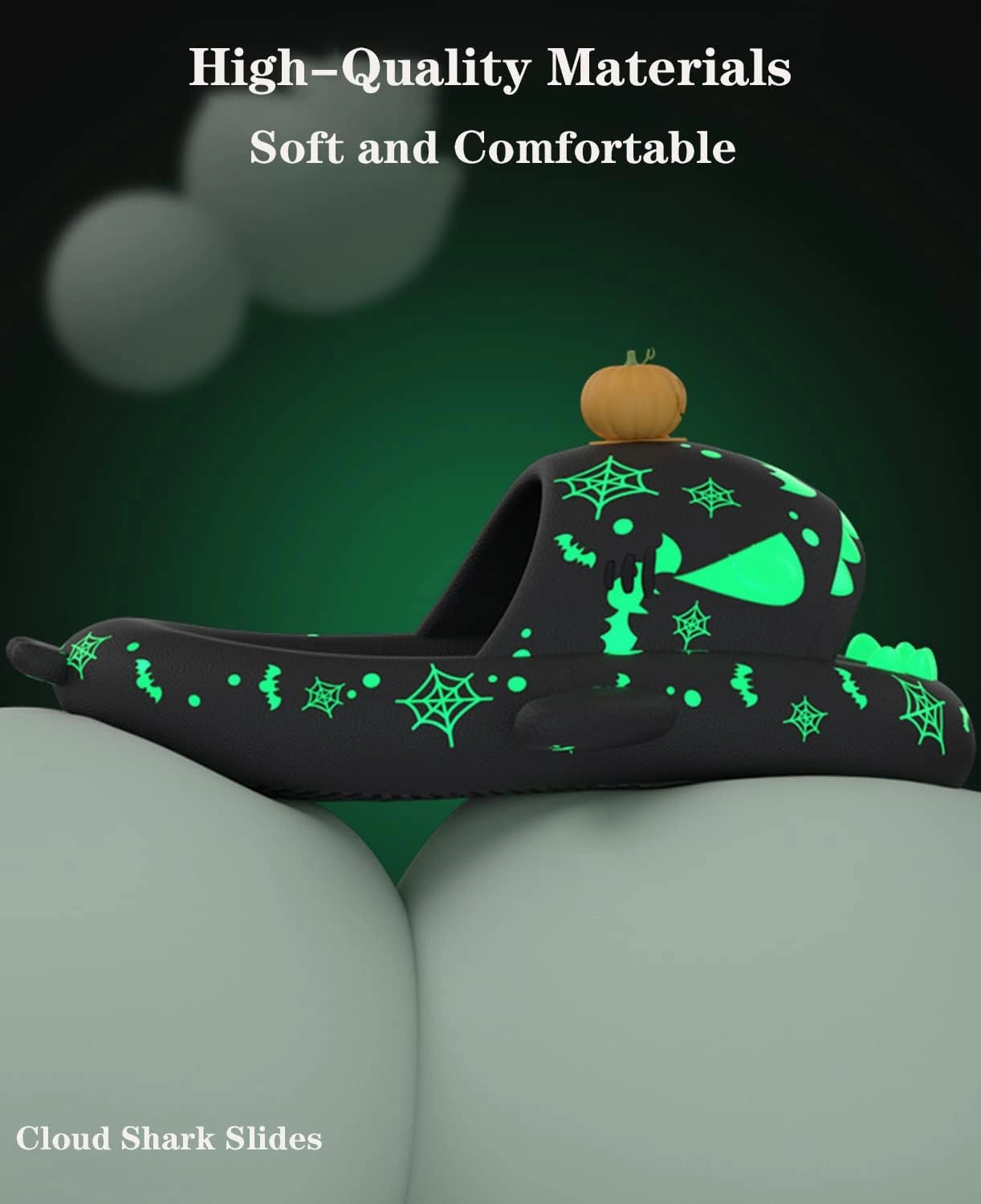 Jfxgjuv Spooky Shark Slides Glow in The Dark Cloud Shark Slides Glow in The Dark 3D Cartoon Halloween Christmas Shark Slippers