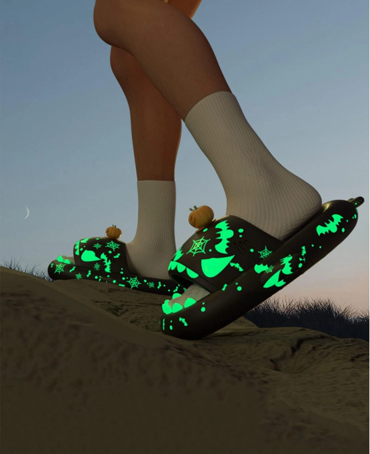 Jfxgjuv Spooky Shark Slides Glow in The Dark Cloud Shark Slides Glow in The Dark 3D Cartoon Halloween Christmas Shark Slippers