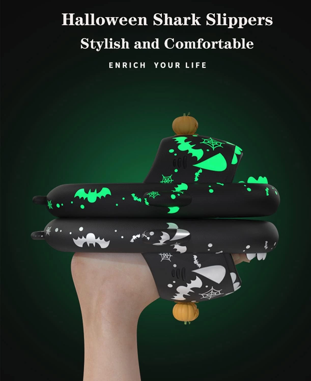 Jfxgjuv Spooky Shark Slides Glow in The Dark Cloud Shark Slides Glow in The Dark 3D Cartoon Halloween Christmas Shark Slippers