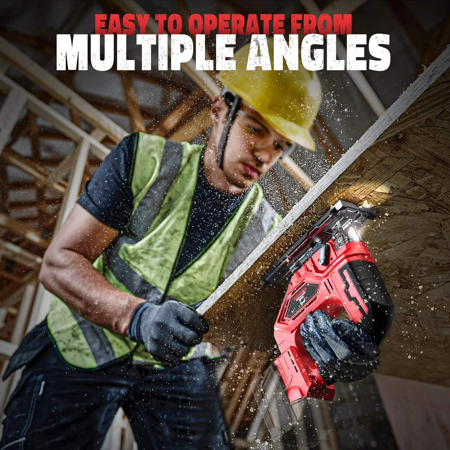Jigsaw for Milwaukee 18V Battery, Cordless Jig Saw Tool, Brushless Motor, Variable Speed, Bevel Angle (0°-45°), LED Light with 3 Position Orbital Setting for Straight/Curve/Circle/Cutts (No Battery)