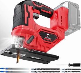 Jigsaw for Milwaukee 18V Battery, Cordless Jig Saw Tool, Brushless Motor, Variable Speed, Bevel Angle (0°-45°), LED Light with 3 Position Orbital Setting for Straight/Curve/Circle/Cutts (No Battery)