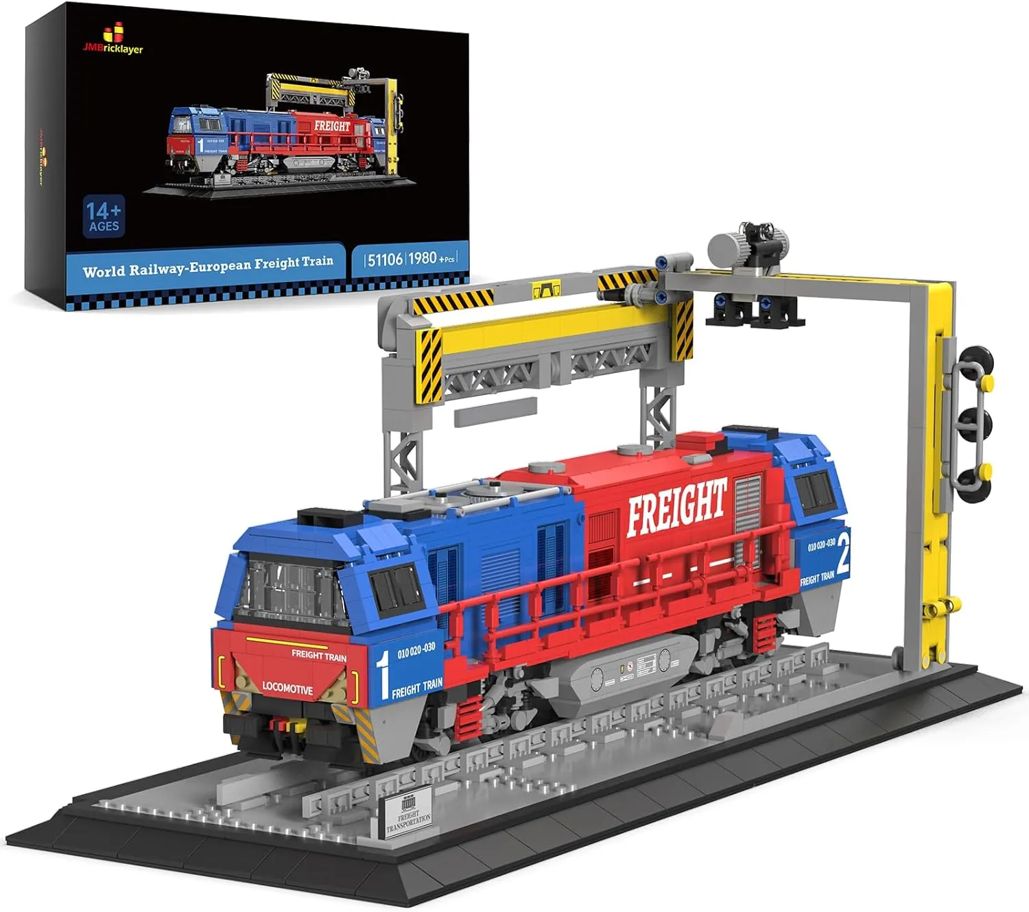JMBricklayer City Freight Train Building Set for Adults - G2000 With Track, Diesel Locomotive Model Collectible or Display, Gift for Boys Girls 51106