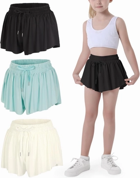 JOCMIC Girls Flowy Shorts, 2 in 1 Preppy Butterfly Shorts with Spandex Liner for Cheer Athletic Gym Teens Casual Clothes