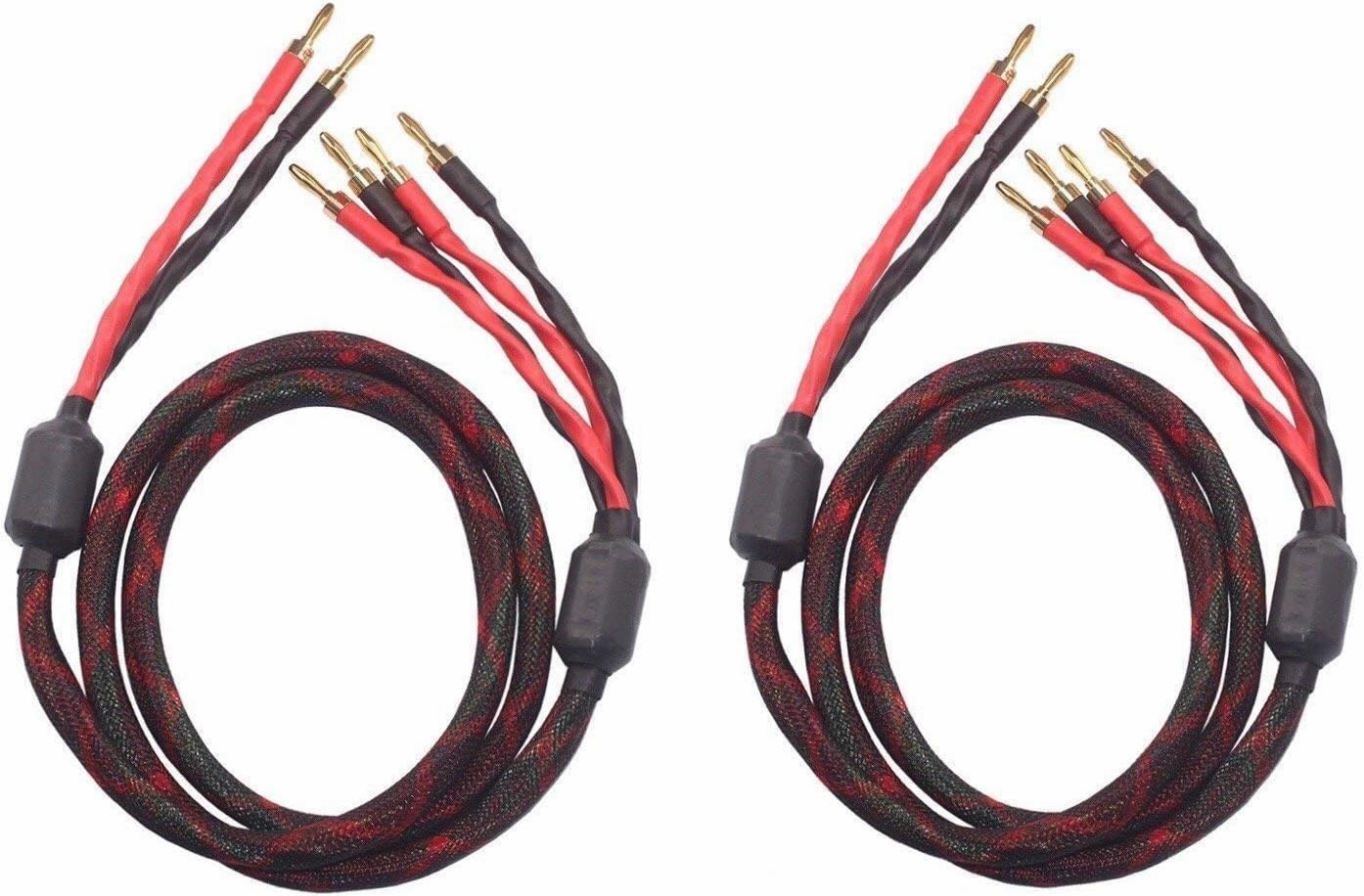 k4B-2B Bi-Wire Speaker Cable (2 Banana Plugs - 4 Banana Plugs), 1pair Set (Total 12banana Plugs), k4B-2B (1.5M(4.92ft))