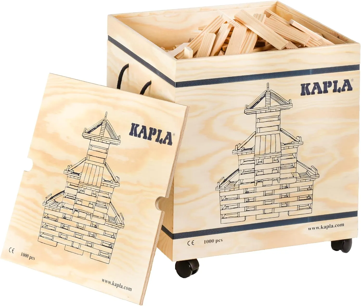 KAPLA Wooden Construction Set - 1000 Building Planks in a Chest - for Ages 3 