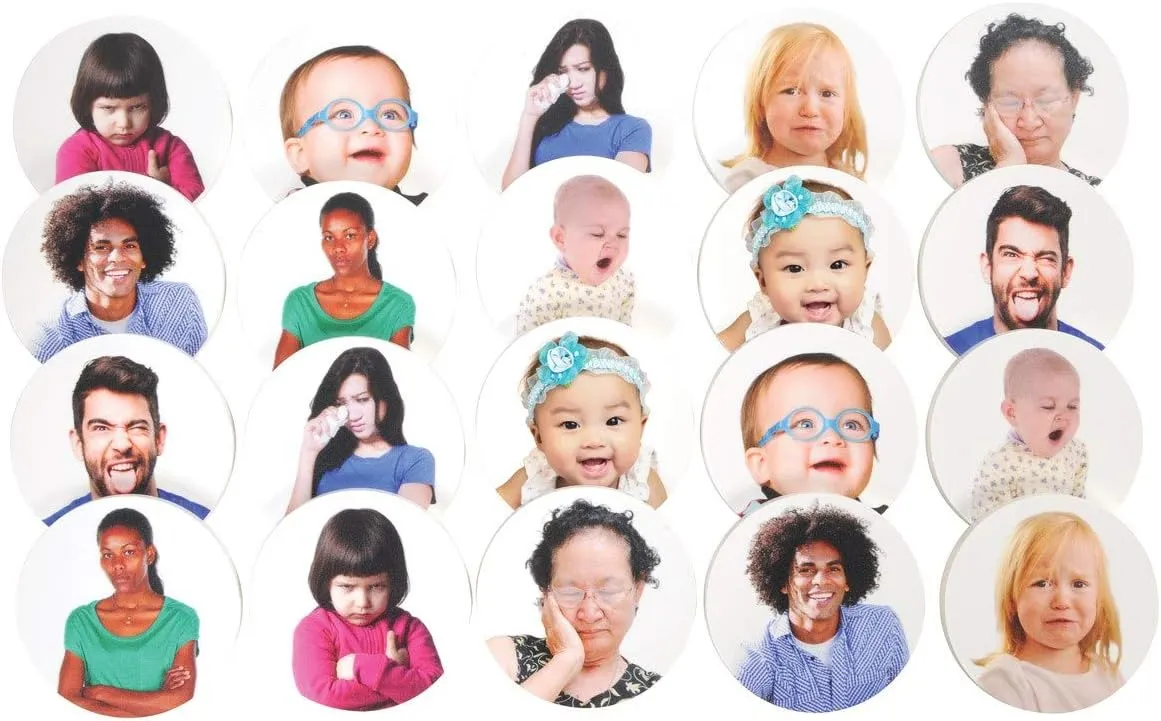 Kaplan Early Learning Emotion Tiles Set of 20 - Real-Image Tiles Depicting a Variety of Feelings