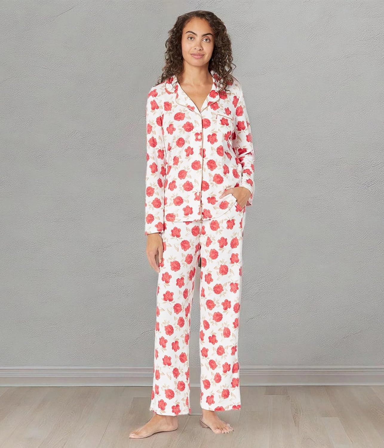 Karen Neuburger Women's Print Notch Collar Pj Set