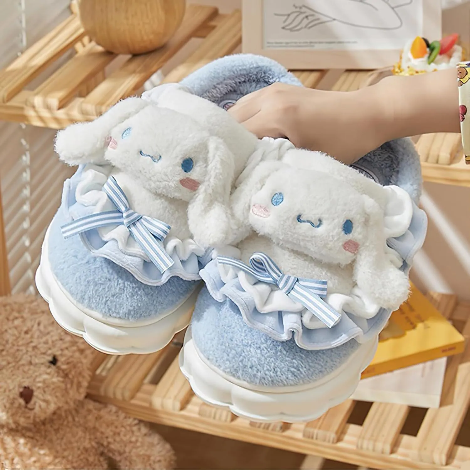 Kawaii Cotton Slippers - Cute Plush Women's Home Shoes