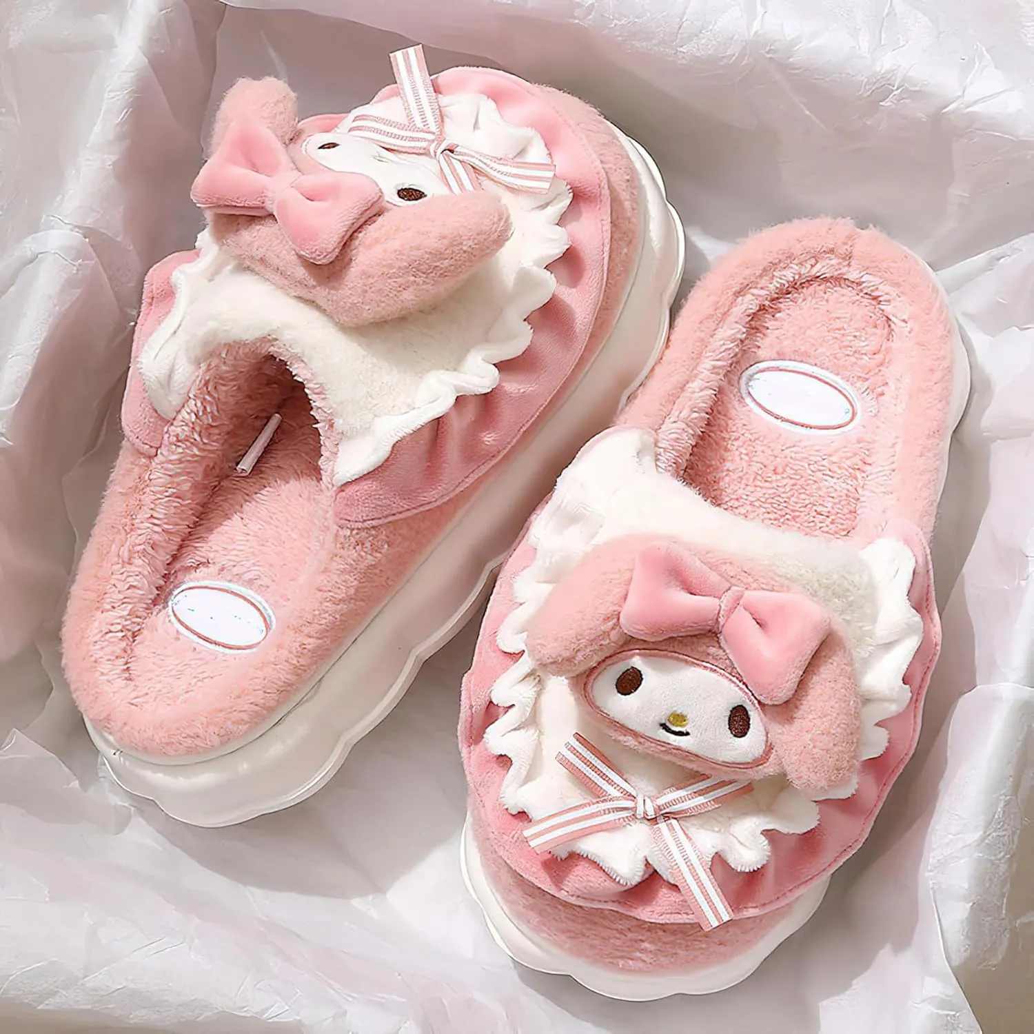 Kawaii Cotton Slippers - Cute Plush Women's Home Shoes