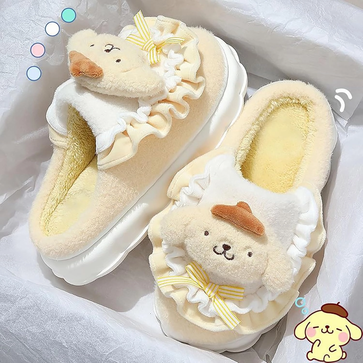 Kawaii Cotton Slippers - Cute Plush Women's Home Shoes