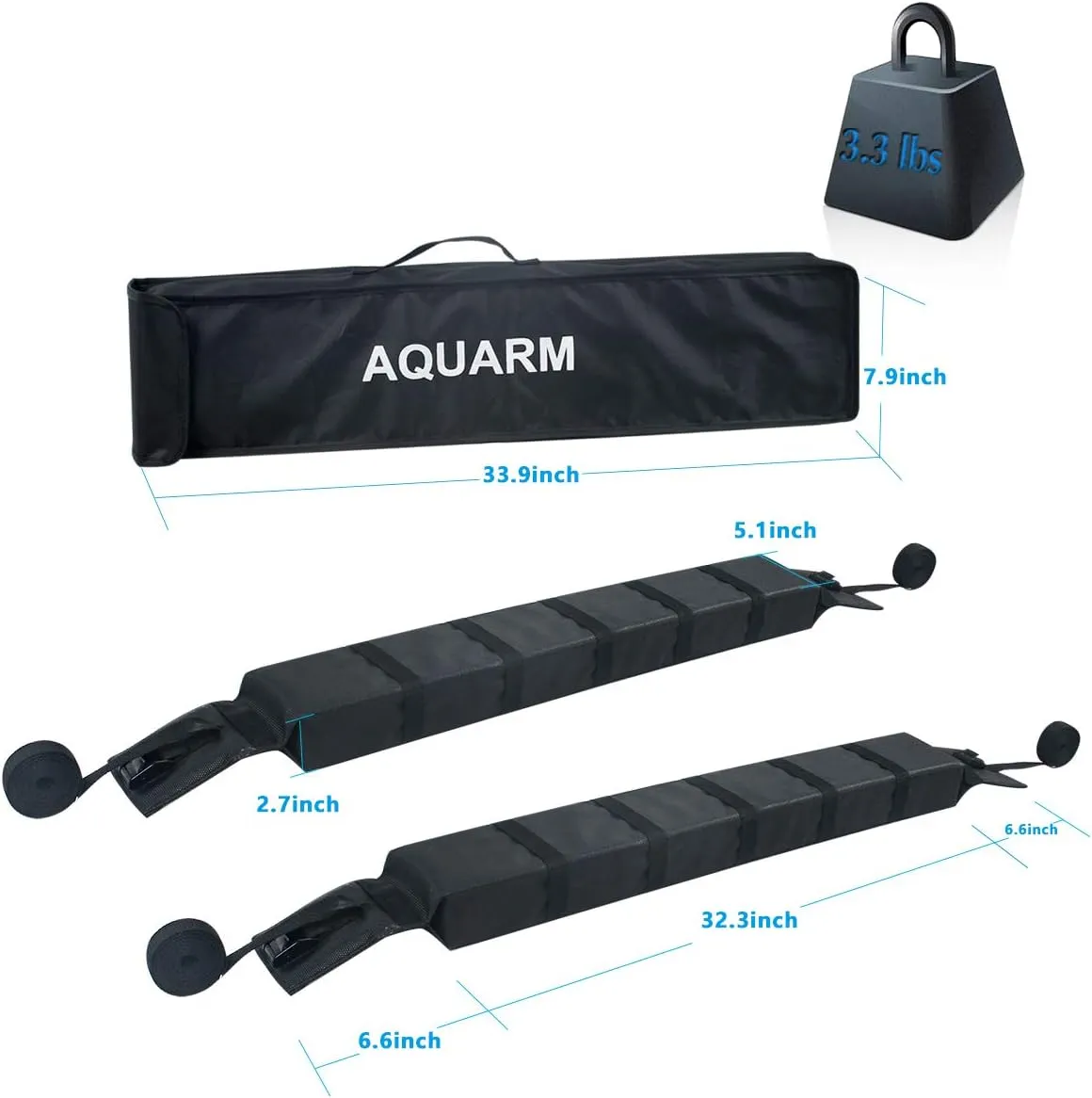 Kayak Roof Rack Pads Deluxe Upgrade Universal Car Soft Roof Rack for Canoe/Paddle Board/SUP with Adjustable Steady Tie-Down Straps/Ropes/Hooks/T-Straps and Storage Bag