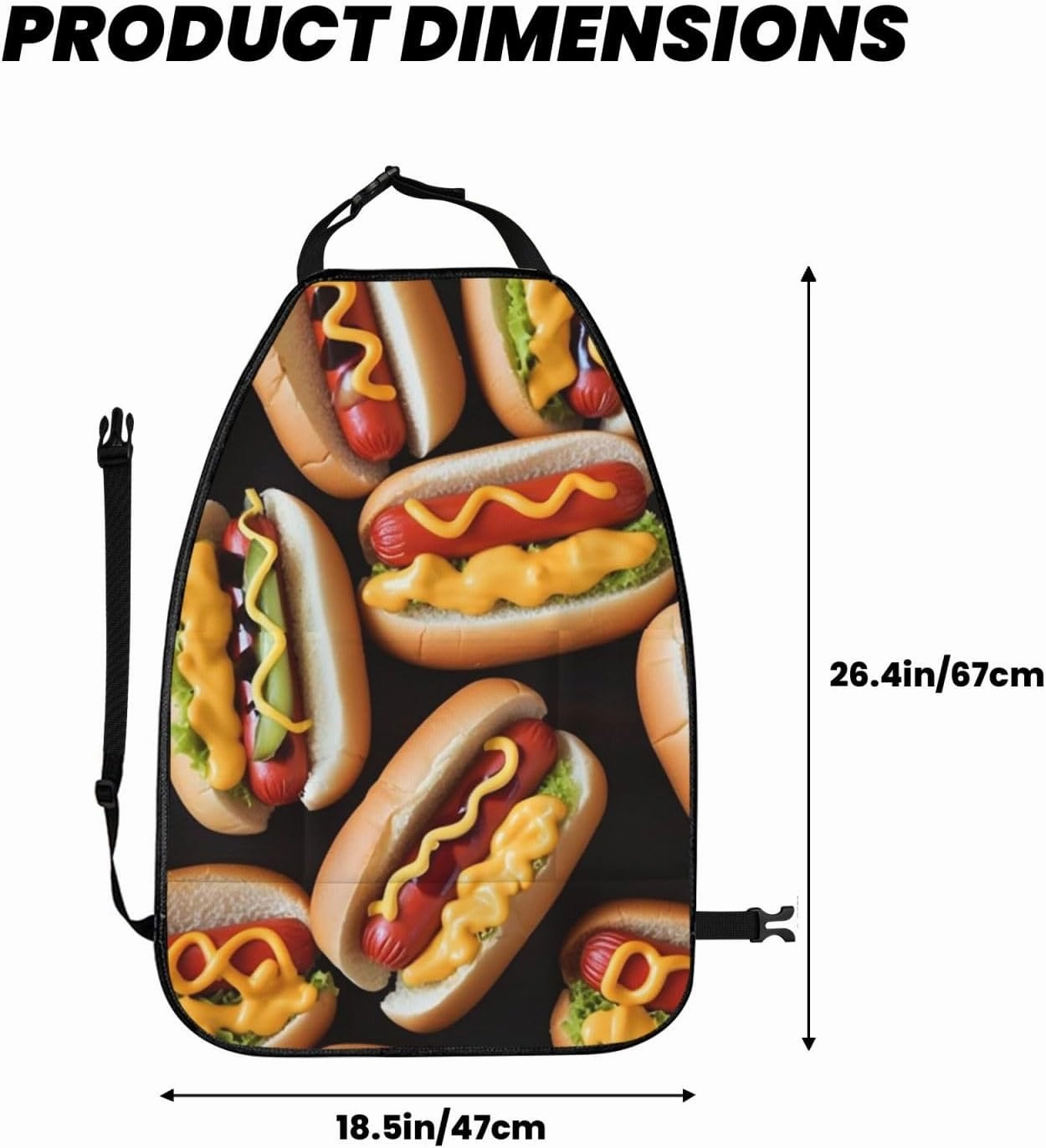 Kick Mat Back Seat Protector for Car 2 Pack Extra Large Car Back Seat Cover with 3 Storage Pockets Waterproof Seat Back Protector Fun Food Hot Dogs Backseat Car Organizer for Trucks SUV