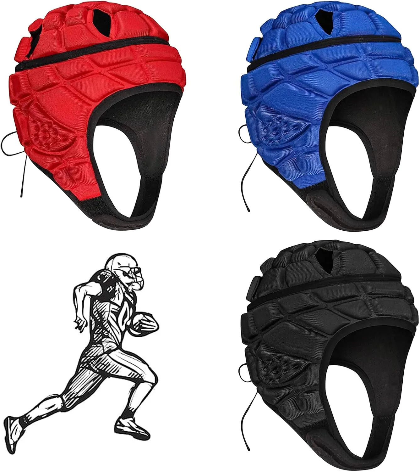 Kids Flag Football Helmet, Youth Soft Shell Helmets for 7 V 7 Football, Adjustable Padded Rugby Headgear Scrum Cap Soccer Helmet Lightweight Protective Sports Gear for Boys & Girls (Ages 8-14)