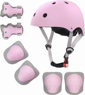 Kids Bike Helmet with Sports Protective Gear Set Knee Elbow Pads Wrist Pads for Bike Skateboard Skating Scooter Rollerblading, Adjustable and Ventilation Helmet Set