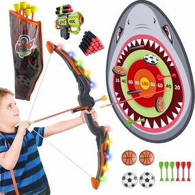 Kids Bow and Arrow Set Toy for Kids 4-8 8-12, Kids LED Light Up Archery Set Targets for Backyard Shooting Games, Indoor Outdoor Sport Playset Birthday Gifts Toys for Boys Girls