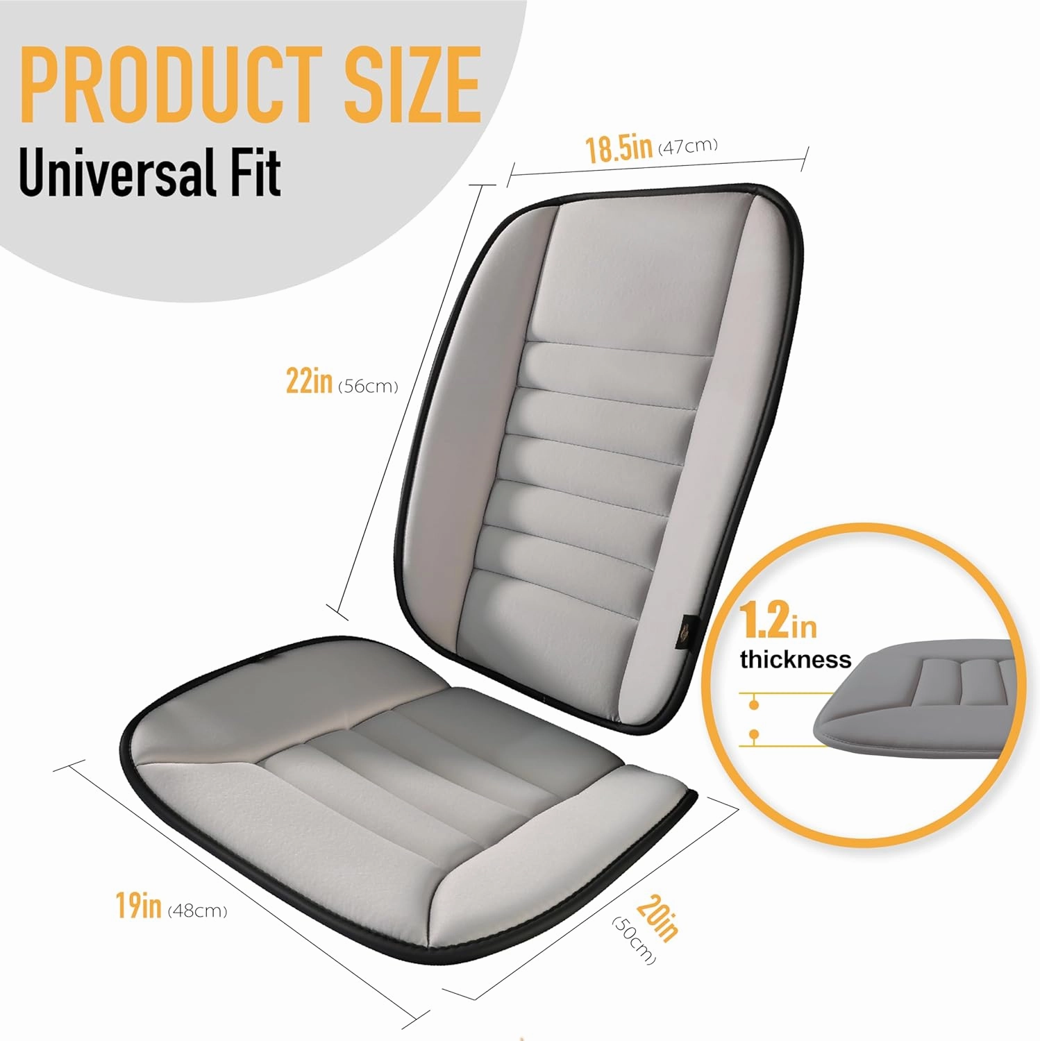 kingphenix Car Seat Cushion with Back Support Pillow: Enhanced Comfort Memory Foam Design for Pain Relief, Ideal for Drivers and Office Use - Ergonomic Lumbar Comfort for Long Sitting - Gray