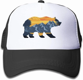 KKMKSHHG Bear Mountain Youth Adjustable Mesh Hats Baseball Trucker Cap for Boys and Girls