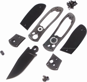 Knife Making Kit - SS 3.0 - DIY Button Lock Folding Knife - (Parts Kit) - (Blackout Finish) - (w/Pre-machined Textured Black G10 Handle Scales) - (Gift Boxed) - (USA Design) - (by KnifeKits)