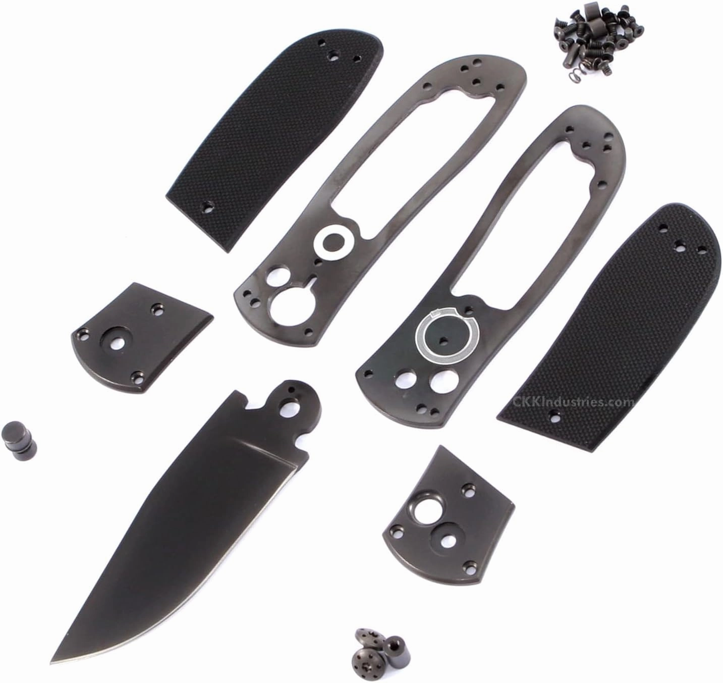Knife Making Kit - SS 3.0 - DIY Button Lock Folding Knife - (Parts Kit) - (Blackout Finish) - (w/Pre-machined Textured Black G10 Handle Scales) - (Gift Boxed) - (USA Design) - (by KnifeKits)
