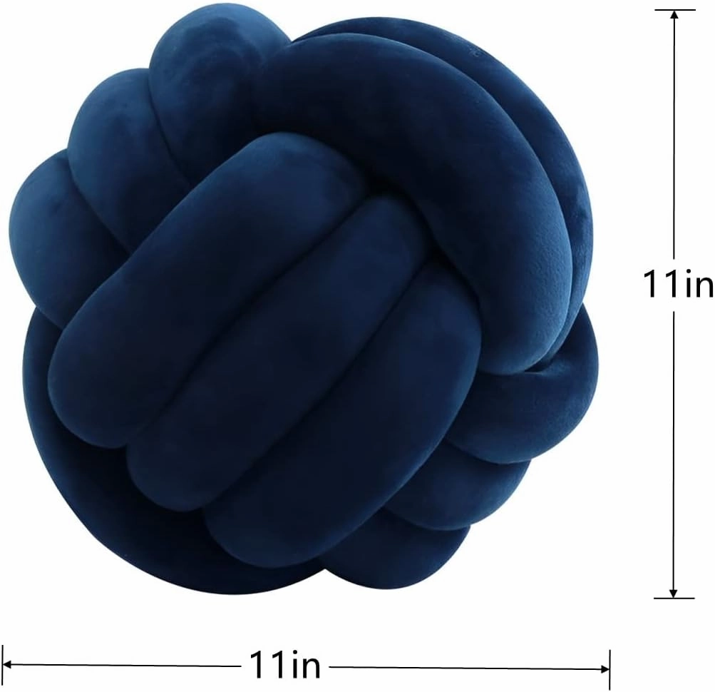 Knot Pillow Ball Round Cushion Pillows, Children Room Decoration Plush Toys Calming Stress Relief Toy (Dark Blue,11in/28cm)