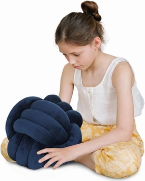 Knot Pillow Ball Round Cushion Pillows, Children Room Decoration Plush Toys Calming Stress Relief Toy (Dark Blue,11in/28cm)