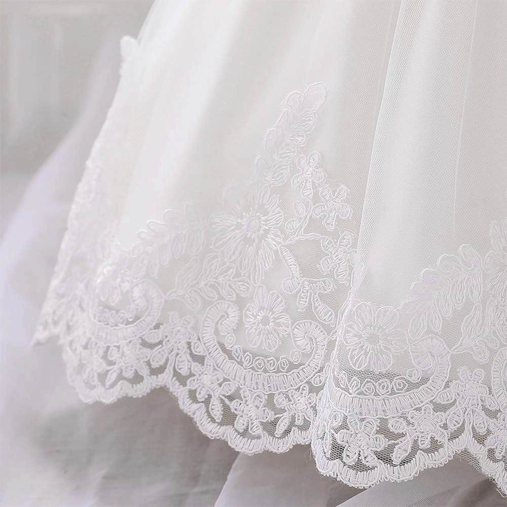 Lace Flower Girls Tutu Dress for Kids Baby Christening Baptism Communion Birthday Party Formal Wedding Dresses Headwear