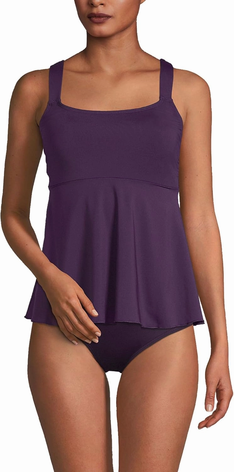 Lands' End Women's Adjustable Scoop Neck Flutter Tankini Top