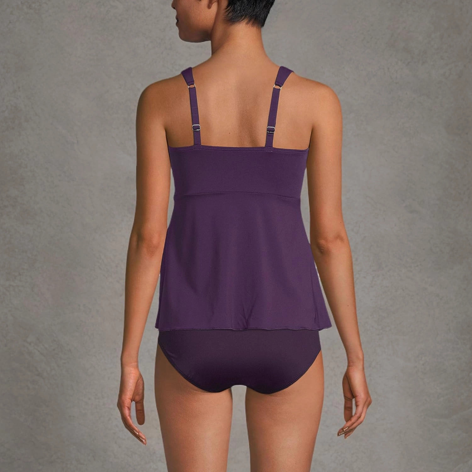 Lands' End Women's Adjustable Scoop Neck Flutter Tankini Top