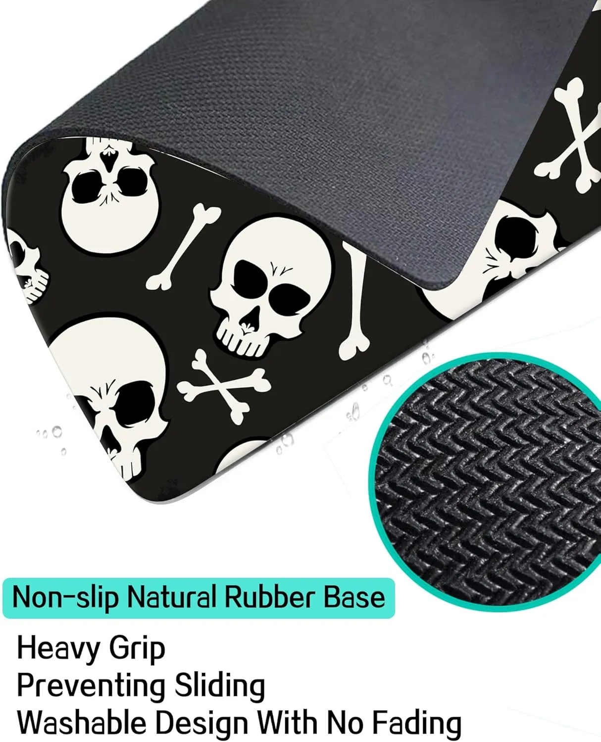 Large Gaming Mouse Pad, Computer Mouse Mat, Funny Desk Pad Protector Decoration, Big Cute Desk Pad, Non-Slip Base 31.5 x 11.8 in Black White Skulls