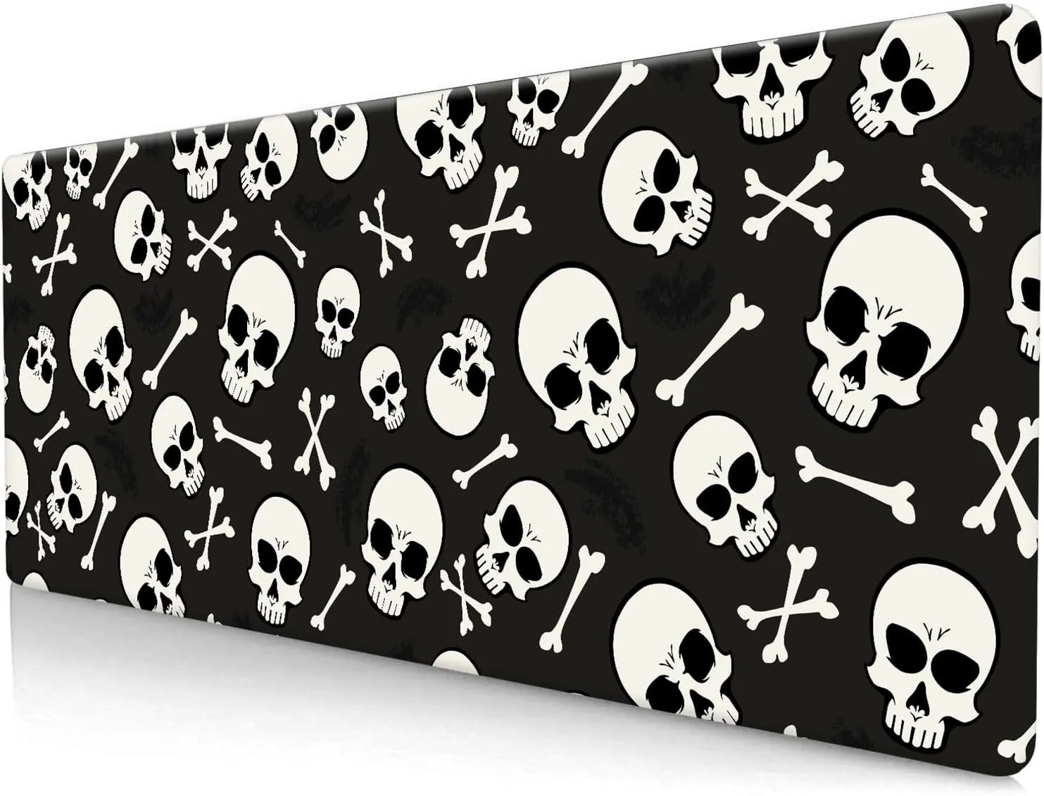 Large Gaming Mouse Pad, Computer Mouse Mat, Funny Desk Pad Protector Decoration, Big Cute Desk Pad, Non-Slip Base 31.5 x 11.8 in Black White Skulls