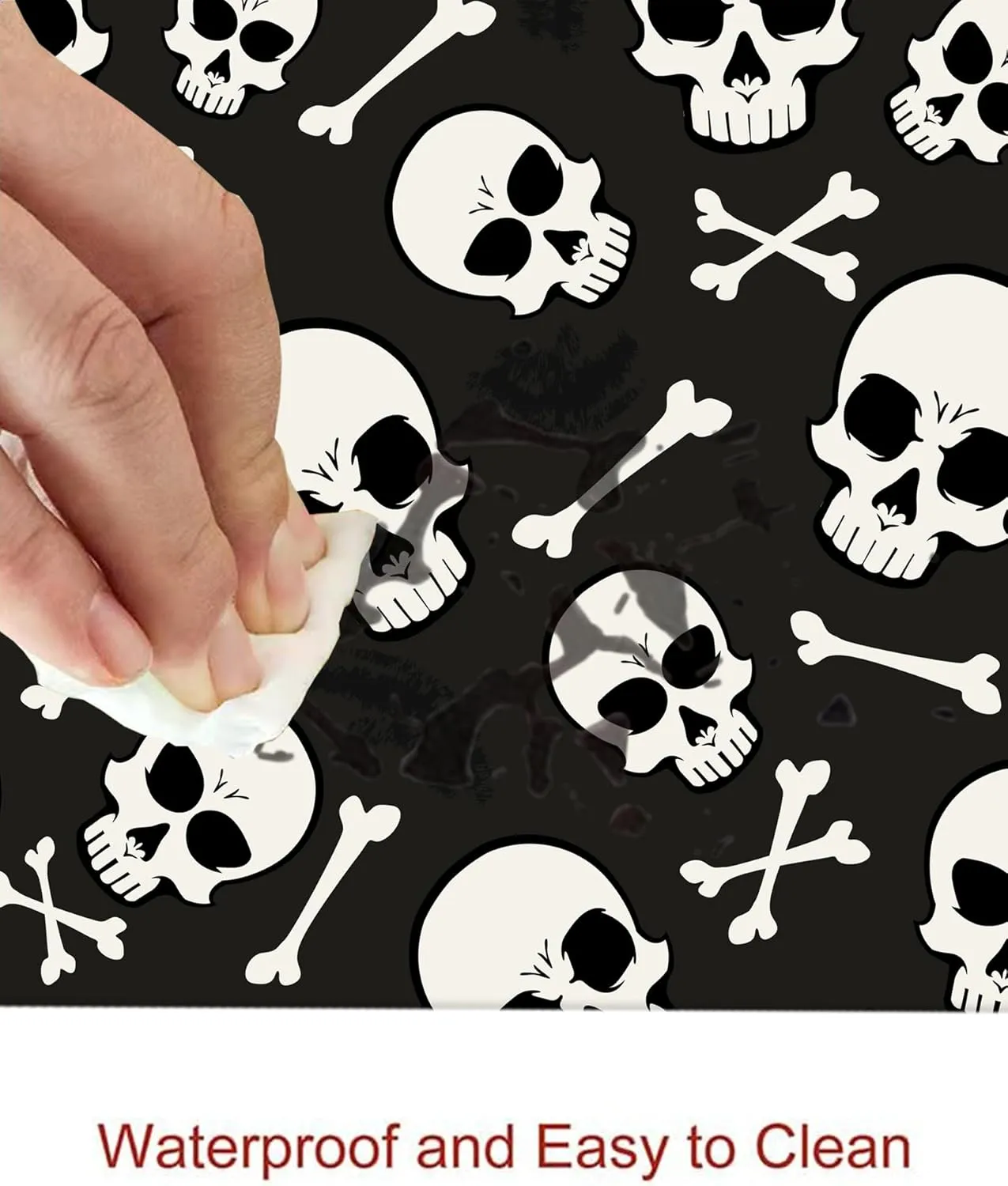 Large Gaming Mouse Pad, Computer Mouse Mat, Funny Desk Pad Protector Decoration, Big Cute Desk Pad, Non-Slip Base 31.5 x 11.8 in Black White Skulls