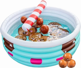 Large Inflatable Kiddie Swimming Pool- Bonus Mini Beach Balls & Noodle Toy- XL Measures 5.5 FT- Cute Design Thick Durable PVC- Backyard Party Fun for Family Baby Kids Adults- Summer Ball Pit Game