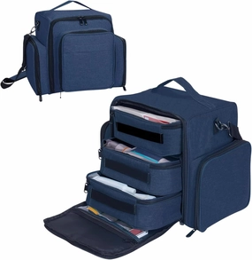 Large Makeup Bag Cosmetic Case Organizer with 3 Inner Removable Pouches Multifunctional Travel Train Storage,Blue