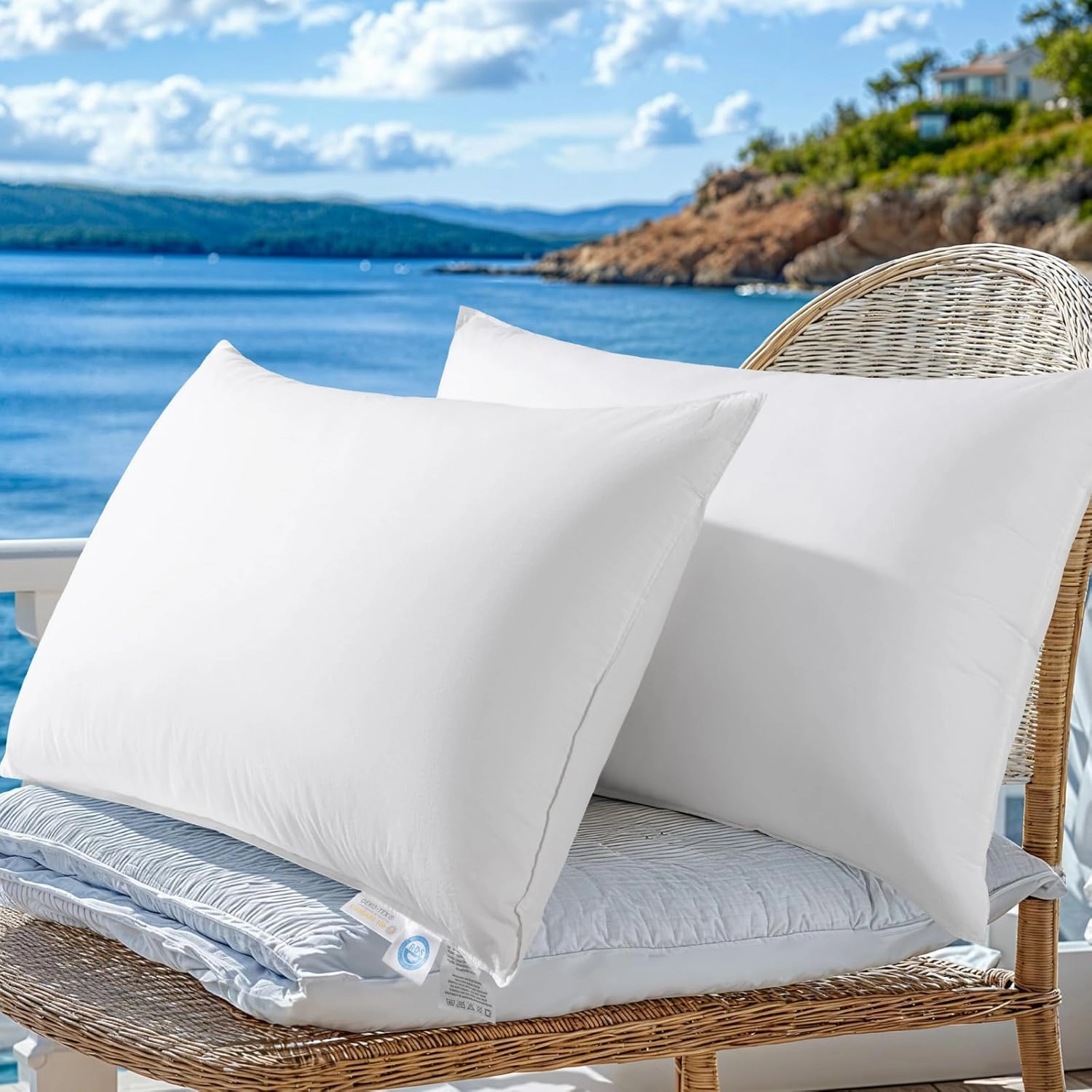 LBRO2M Canada Goose Down Pillow 900 Fill Power 80% Goose Down 20% Goose Feather 100% Cotton Pillowcase Queen Down Pillows Ideal for Plush Comfort and Support (20"X30" Set of 2)