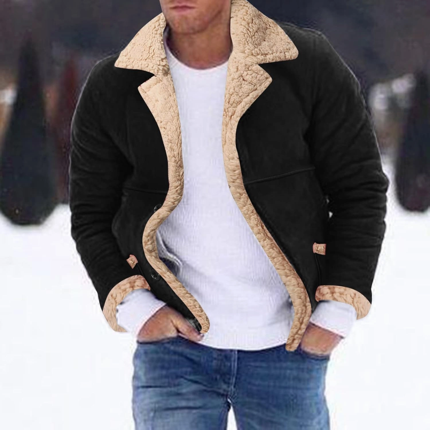 LCMTWX Men's Thick Thermal Winter Jacket Stand Collar Knitted Splice Sweater Coat Casual Cardigan Stylish Mens Puffer
