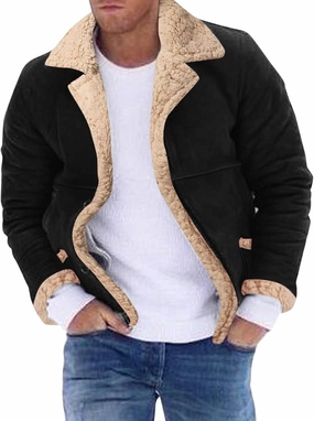 LCMTWX Men's Thick Thermal Winter Jacket Stand Collar Knitted Splice Sweater Coat Casual Cardigan Stylish Mens Puffer