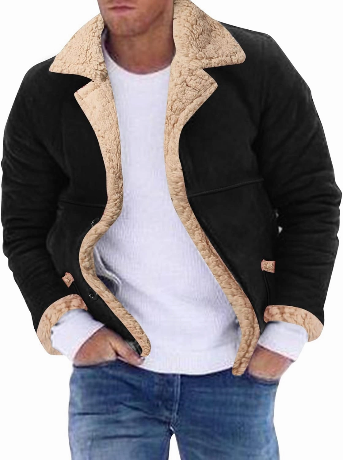 LCMTWX Men's Thick Thermal Winter Jacket Stand Collar Knitted Splice Sweater Coat Casual Cardigan Stylish Mens Puffer