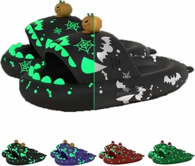 LELEBEAR Halloween Shark Slippers Halloween Shark Slides Christmas Spooky Shark Slides Glow in the Dark
