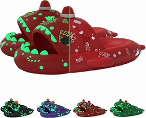LELEBEAR Halloween Shark Slippers Halloween Shark Slides Christmas Spooky Shark Slides Glow in the Dark