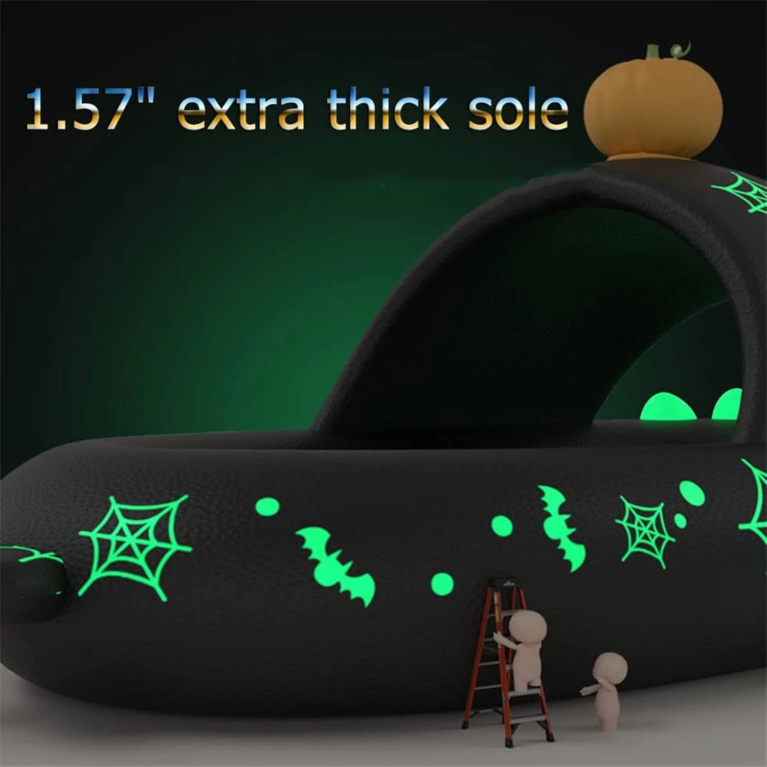 LELEBEAR Luminous Shark Slippers, Spooky Glow In The Dark Slides For Men & Women, Christmas Shark Slides