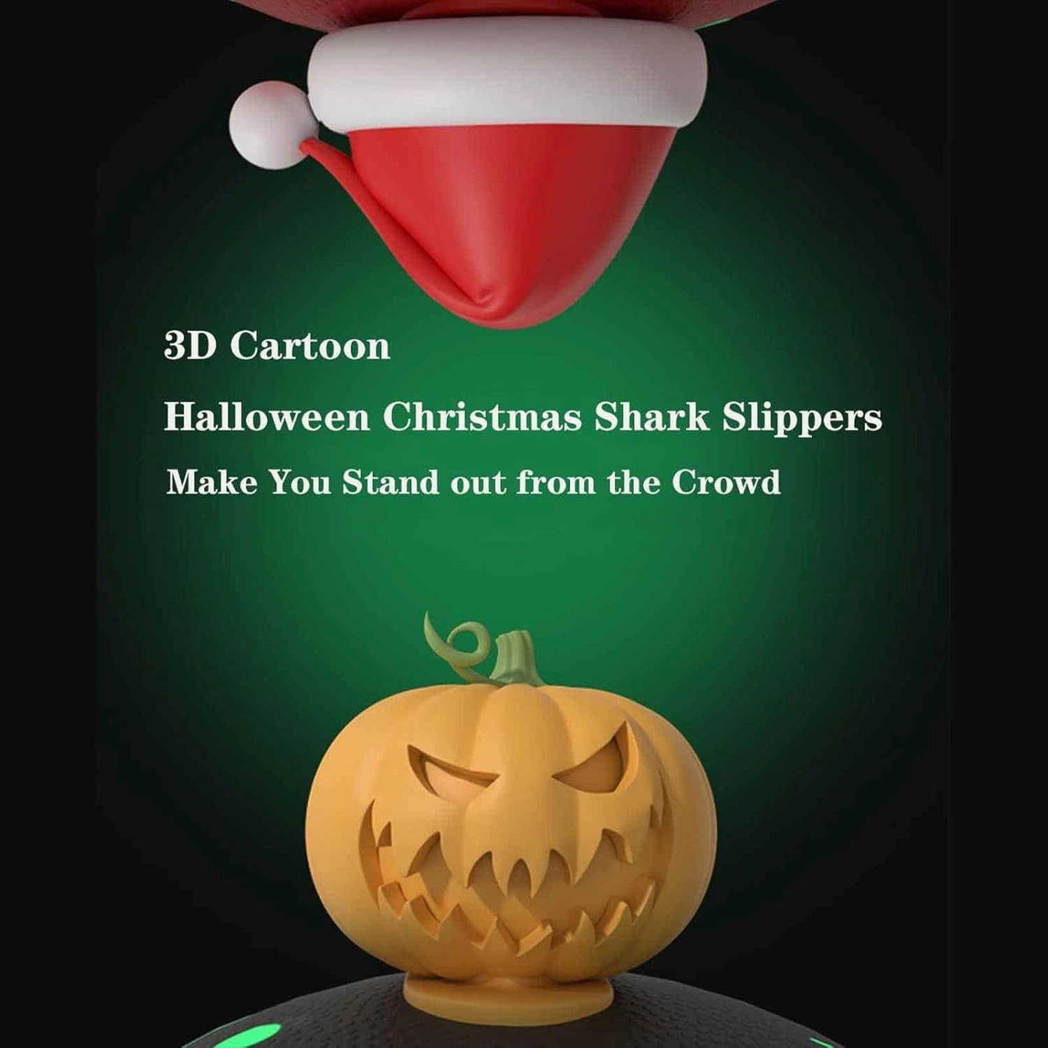 LELEBEAR Spooky Shark Slides Glow In The Dark For Men Women, Halloween Christmas Shark Slippers,3D Cartoon Shark Slides Glow in Dark