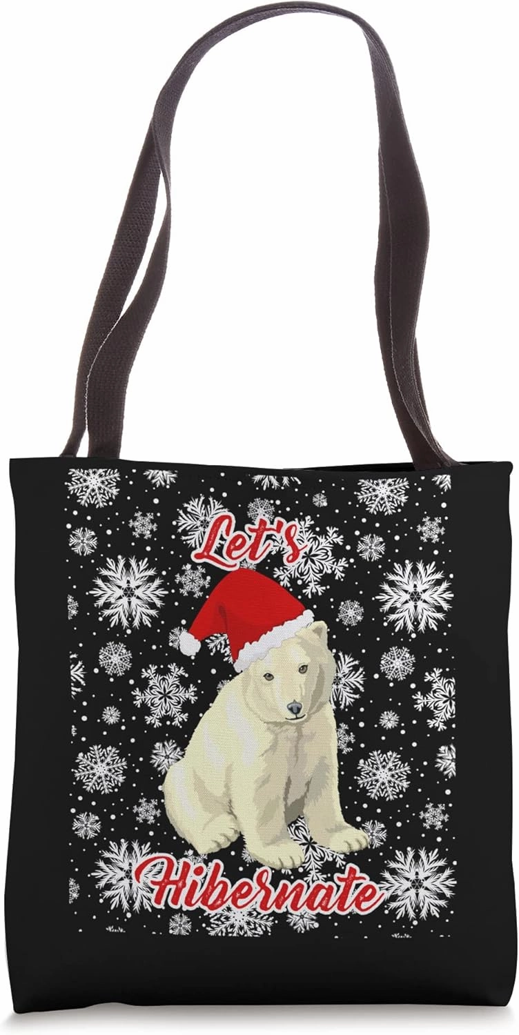 Let's Hibernate Polar Bear Design Tote Bag