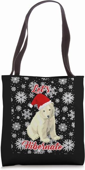 Let's Hibernate Polar Bear Design Tote Bag