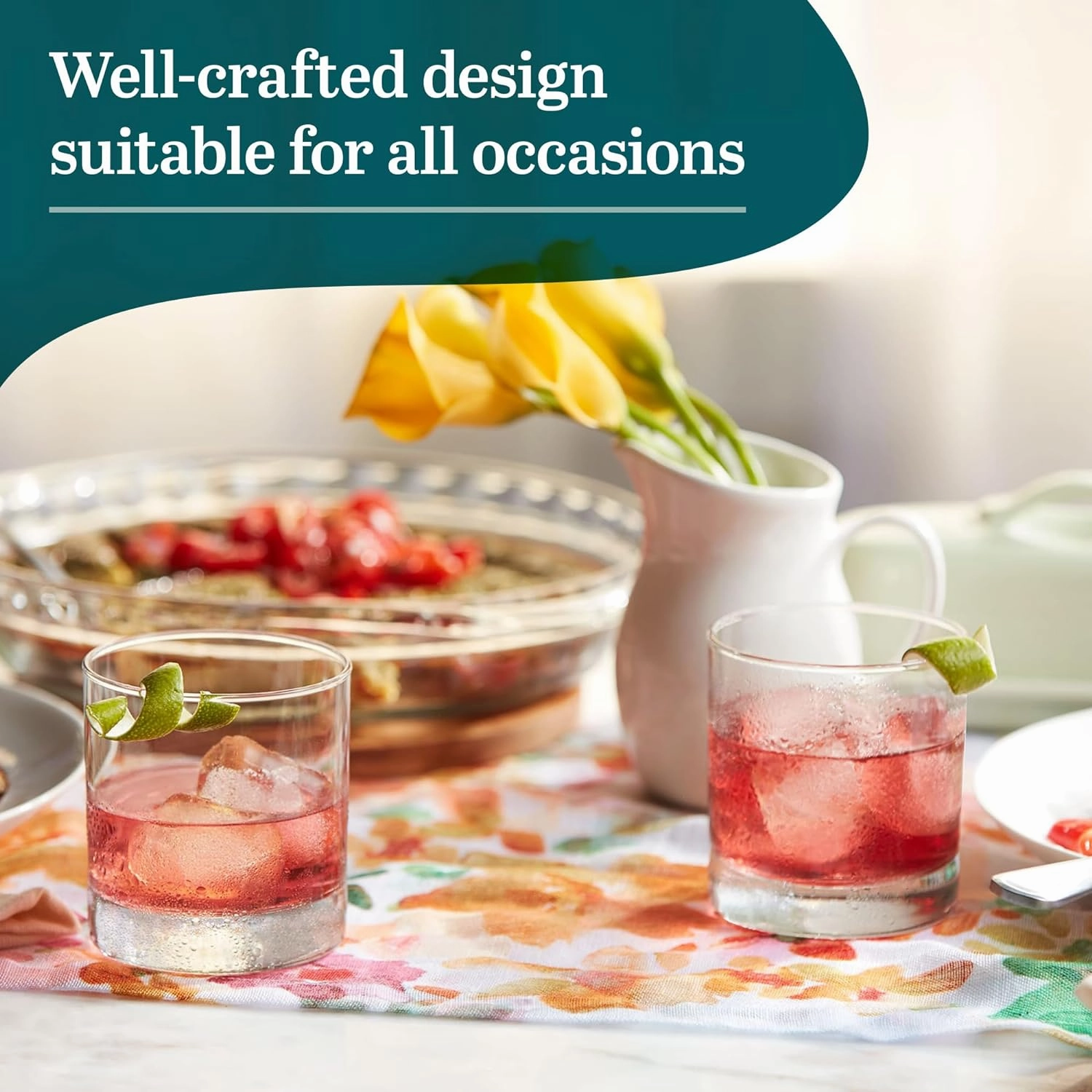 Libbey 917CD Heavy Base Rocks Glasses Set of 12, Rocks Whiskey Glasses Set with Simple Lines, Dishwasher Safe Cocktail Drinking Glasses, Ideal Rocks Glassware for Special Moments