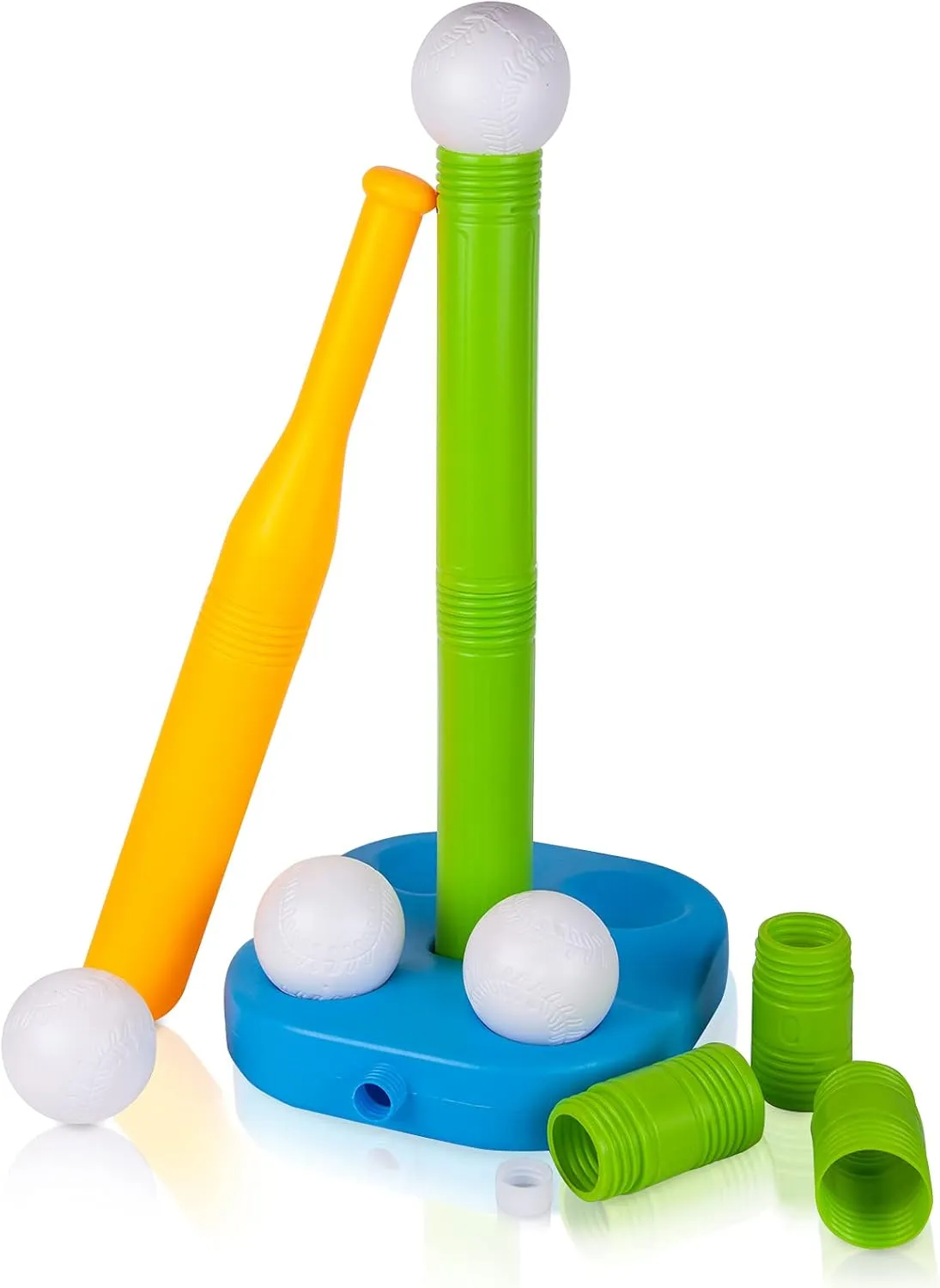 Liberry Adjustable T-Ball Set for Kids and Toddlers, Includes Kids Baseball Bat, Adjustable Height Tee Ball Stand, 4 Balls and Weighted Base, Sports Game Toy Gift for Boys Girls