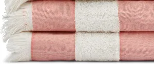 Lightweight Turkish Beach Towel - 100% BCI Cotton, Unbleached Raw Fringe, Oeko-TEX Certified, Absorbent, Eco-Friendly, 36x66 in, 1 lb, Natural Stripe, Portable Sarong Blanket for Pool, Travel, Gift